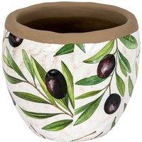 Lemon Pavilion Furniture and Decor Verdal Olive Medium Planter - Ceramic - L15xW15xH13 cm - Green/White in White