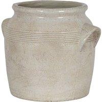 Lemon Pavilion Furniture and Decor Tarn Collection Small Pot with Handles - Ceramic - L20 x W17 x H17 cm in White
