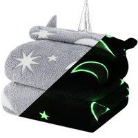 Wicked Gizmos Hooded Glow in the Dark Fluffy Throw Over - Soft & Plush Faux-Fur (Unicorn) in Grey