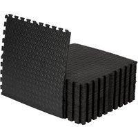 Structure Fitness Interlocking EVA Gym Floor Mats Fitness Floor Exercise in Black