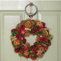 Samuel Alexander 36cm Red Hanging Christmas Wreath with Red Berries & Pinecones