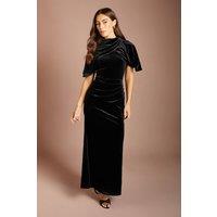 Coast Women's Velvet Cape Detail Maxi Dress in Black | Size: 8