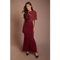 Coast Women's Slinky Draped Detail Fishtail Maxi Dress in Wine | Size: 16