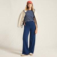 Lands' End Women's Petite Serious Sweats Fleece Lined Straight Leg Trousers in Navy | Size: 10-12