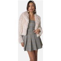 Public Desire Women's Cropped Shaggy Faux Fur Jacket Beige | Size: S/M