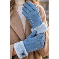 Fenland England Women's Real Leather Sheepskin Gloves in Light Blue | Size: S/M