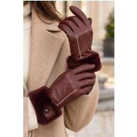 Fenland England Women's Real Leather Sheepskin Gloves in Burgundy | Size: Medium/Large