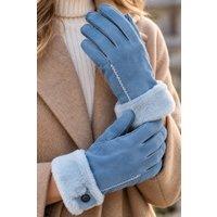 Fenland England Women's Real Leather Sheepskin Gloves in Light Blue | Size: Medium/Large