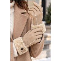Fenland England Women's Real Leather Sheepskin Gloves in Beige | Size: Medium/Large