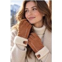 Fenland England Women's Real Leather Sheepskin Gloves in Tan | Size: Medium/Large