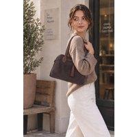 Brampton London Women's Real Suede Leather Shoulder Bag with Tassel Charm in Chocolate