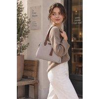 Brampton London Women's Real Suede Leather Shoulder Bag with Tassel Charm in Natural