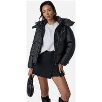 Public Desire Women's Hooded Puffer Coat Black | Size: Medium