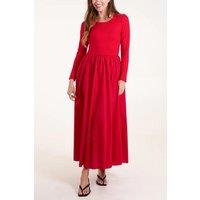 HOXTON GAL Women's Relaxed Fit Long Sleeves Maxi Dress in Red