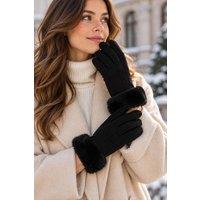 Ashwood Leather Women's Real Sheepskin Gloves in Black | Size: S/M