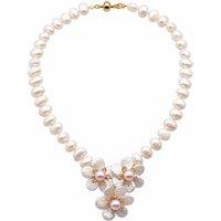 Angel Barocco Women's Beaded Baroque Pearl Flowers Necklace in Beige