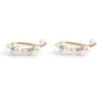 Angel Barocco Women's Minimalist Freshwater Pearl Climber Earrings - Gold