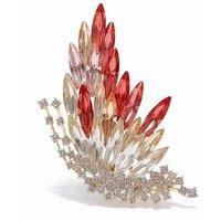 Angel Barocco Women's Gradient Butterfly Brooch - Gold in Red