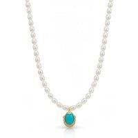 Angel Barocco Women's Freshwater Pearl Choker Necklace with Crystal Pendant - White