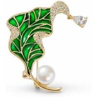 Angel Barocco Women's Enamel Leaf Brooch - Orange in Green