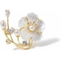Angel Barocco Women's Mother Shell Floral Pearl Brooch - Gold