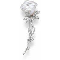 Angel Barocco Women's Baroque Pearl Rose Brooch - Gold in Silver