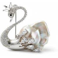 Angel Barocco Women's Swan Baroque Pearl Brooch - Silver