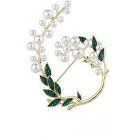 Angel Barocco Women's Pearl Green Leaf Brooch