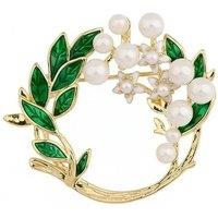 Angel Barocco Women's Pearl Jasmine Brooch - Green