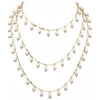 Angel Barocco Women's Long Freshwater Pearl Chain Necklace - White