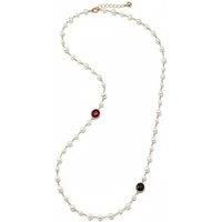 Angel Barocco Women's Long Freshwater Pearl Necklace with Crystal Accents - White