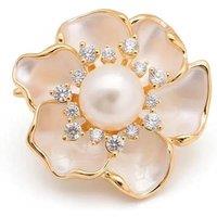 Angel Barocco Women's Camellia Crystal Pearl Brooch - Gold