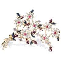 Angel Barocco Women's Enamel Bloom Zirconia Floral Brooch - Gold