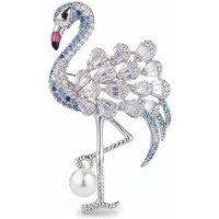 Angel Barocco Women's Flamingo Freshwater Pearl Brooch - Gold in Silver