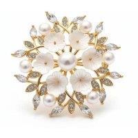 Angel Barocco Women's Blossom Pearl Floral Brooch - White
