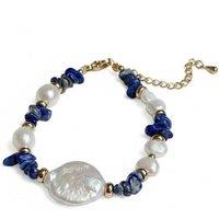 Angel Barocco Women's Lapis Lazuli Baroque Pearl Centerpiece Bracelet - Blue