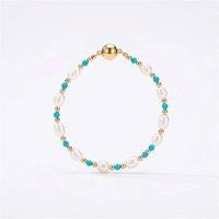 Angel Barocco Women's Pearl Turquoise Beaded Bracelet - White