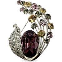 Angel Barocco Women's Vintage Peacock Feather Crystal Brooch - Silver