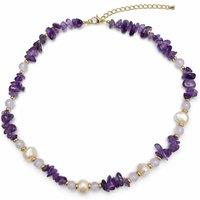 Angel Barocco Women's Amethyst Chip, Lavender Bead & Baroque Pearl Necklace - Purple