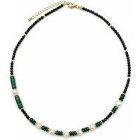 Angel Barocco Women's Malachite, Black Crystal & Baroque Pearl Beaded Necklace - Natural