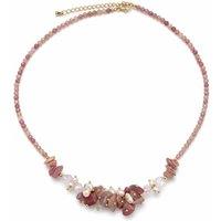 Angel Barocco Women's Pink Gemstone, Rose Quartz & Freshwater Pearl Cluster Necklace - Pink