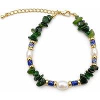 Angel Barocco Women's Green Gemstone, Blue Ceramic & Baroque Pearl Bracelet - Natural