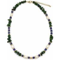 Angel Barocco Women's Green Gemstone, Cobalt Blue & Baroque Pearl Beaded Necklace - Natural