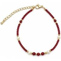 Angel Barocco Women's Red Agate & Freshwater Pearl Beaded Bracelet - Burgundy