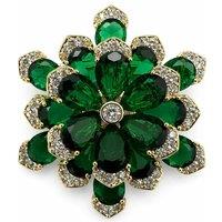 Angel Barocco Women's Emerald-Green Crystal Layered Flower Brooch in Green