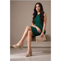 Miss Diva Women's Ambre Gemstone Embellished Crossover Strap Platform Block Heel Sandals in Gold | Size: 6