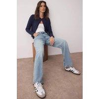 WOVCOR Women's Low Waist Wide Leg Jeans Premium Denim Bottoms in Light Blue | Size: 8