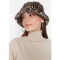 WOVCOR Women's Faux Fur Leopard Print Bucket Hat