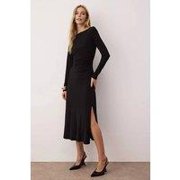 WOVCOR Women's A-Line Stretch Maxi Knit Dress with Back Detail in Black | Size: XS