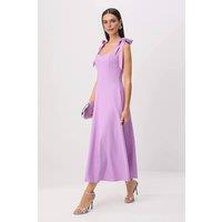 WOVCOR Women's Bow Strap Sweetheart Neck Midi Dress in Lilac | Size: 6